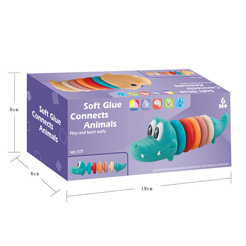 Conjunto educativo para bebé pirâmide macia crocodilo
