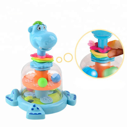 Pião hipopótamo com bolas para bebé azul