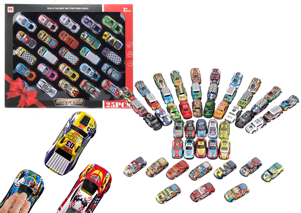 Conjunto de carros com tração colorido 25 peças