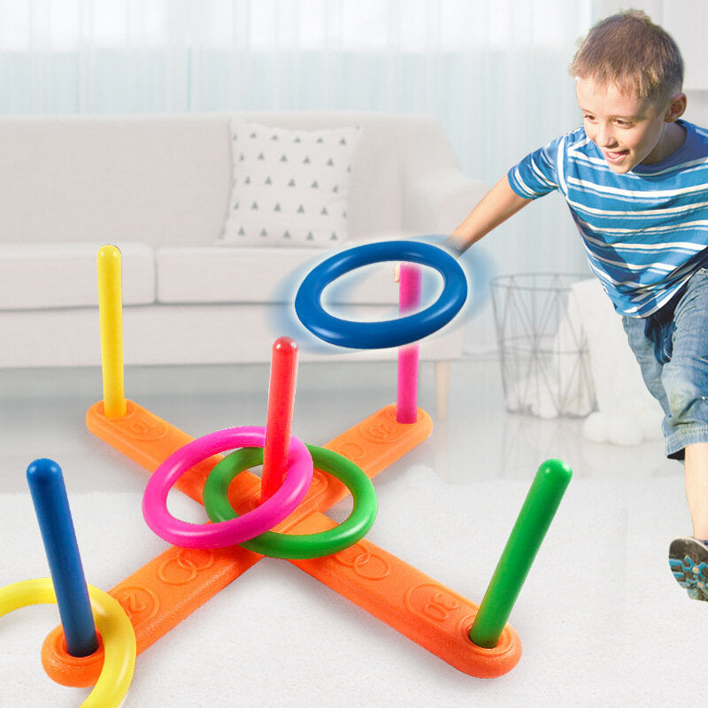 Jogo de habilidade lançar argolas ao alvo colorido
