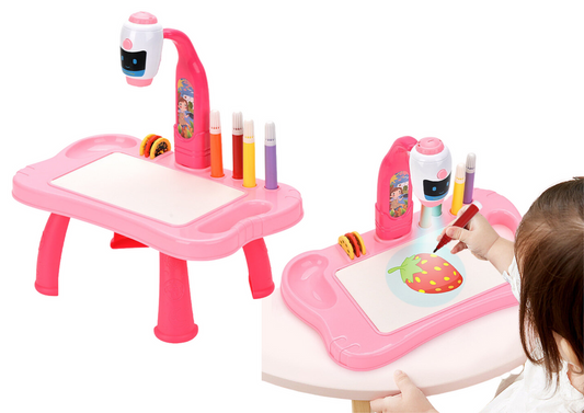 Mesa projetor robô 2 em 1 acessórios rosa