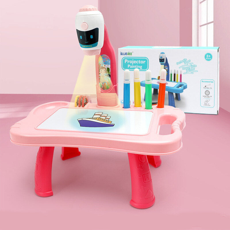 Mesa projetor robô 2 em 1 acessórios rosa