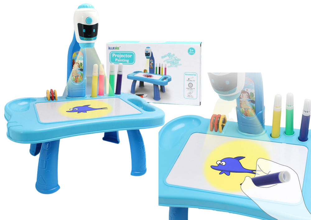 Mesa projetor robô 2 em 1 acessórios azul