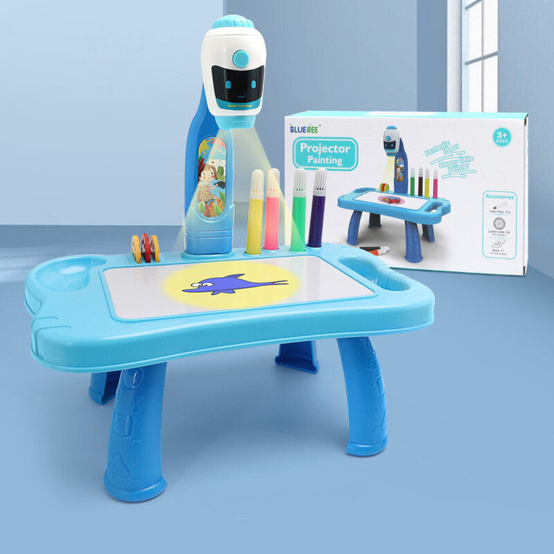 Mesa projetor robô 2 em 1 acessórios azul