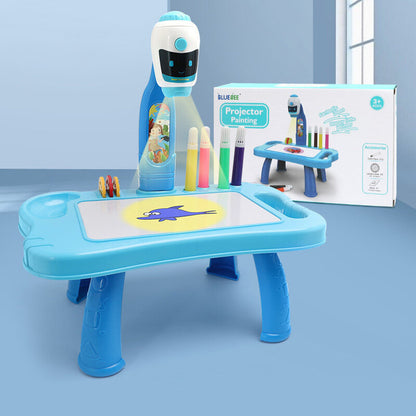 Mesa projetor robô 2 em 1 acessórios azul