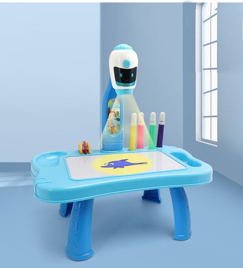 Mesa projetor robô 2 em 1 acessórios azul