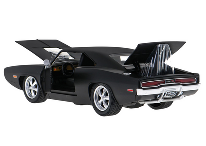 Carro RC 1:16 Dodge Charger R/T preto com portas funcionais