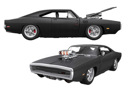 Carro RC 1:16 Dodge Charger R/T preto com portas funcionais