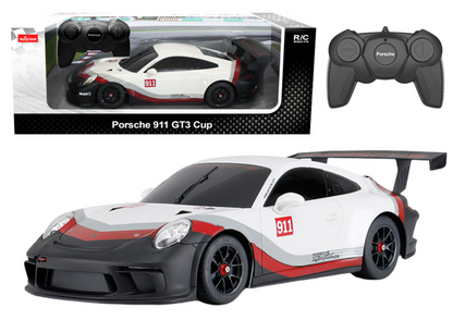 Carro RC Rastar 1:18 Porsche 911 GT3 branco cinza