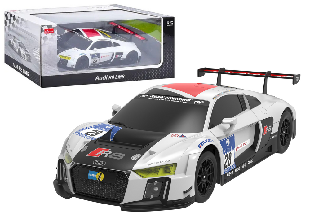 Carro RC 1:24 Audi R8 LMS branco preto