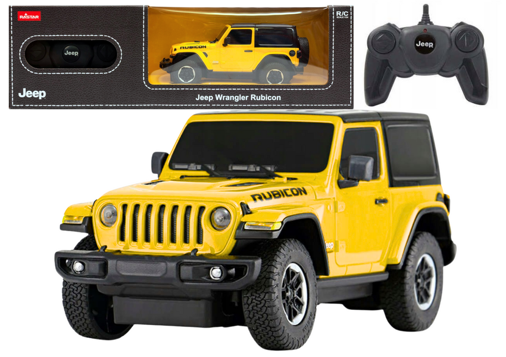 Carro RC 1:24 Jeep Wrangler JL Rubicon amarelo