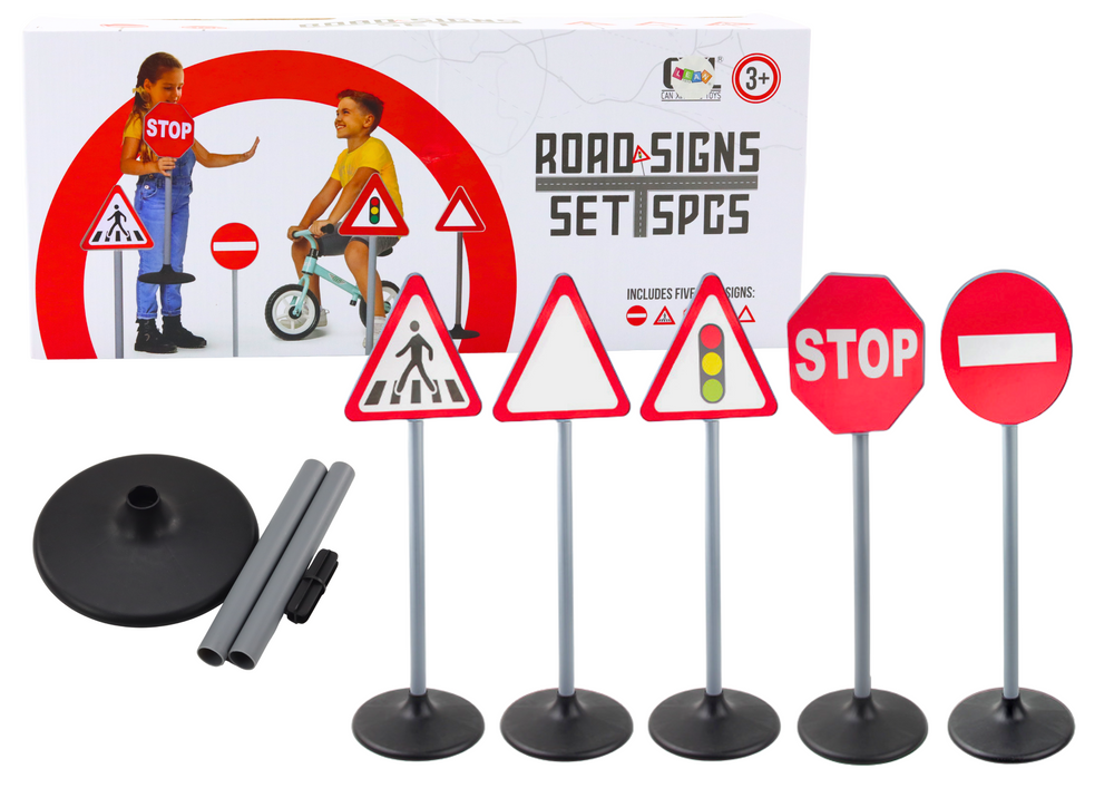 Conjunto educativo sinais de trânsito 5 peças 70 cm