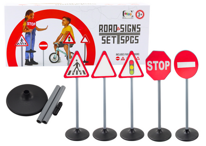 Conjunto educativo sinais de trânsito 5 peças 70 cm