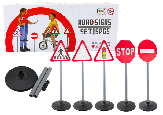 Conjunto educativo sinais de trânsito 5 peças 70 cm