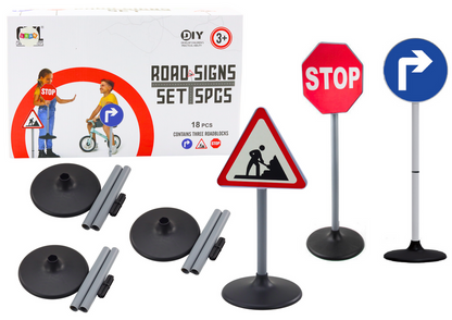 Conjunto educativo sinais de trânsito grandes 3 peças 76 cm