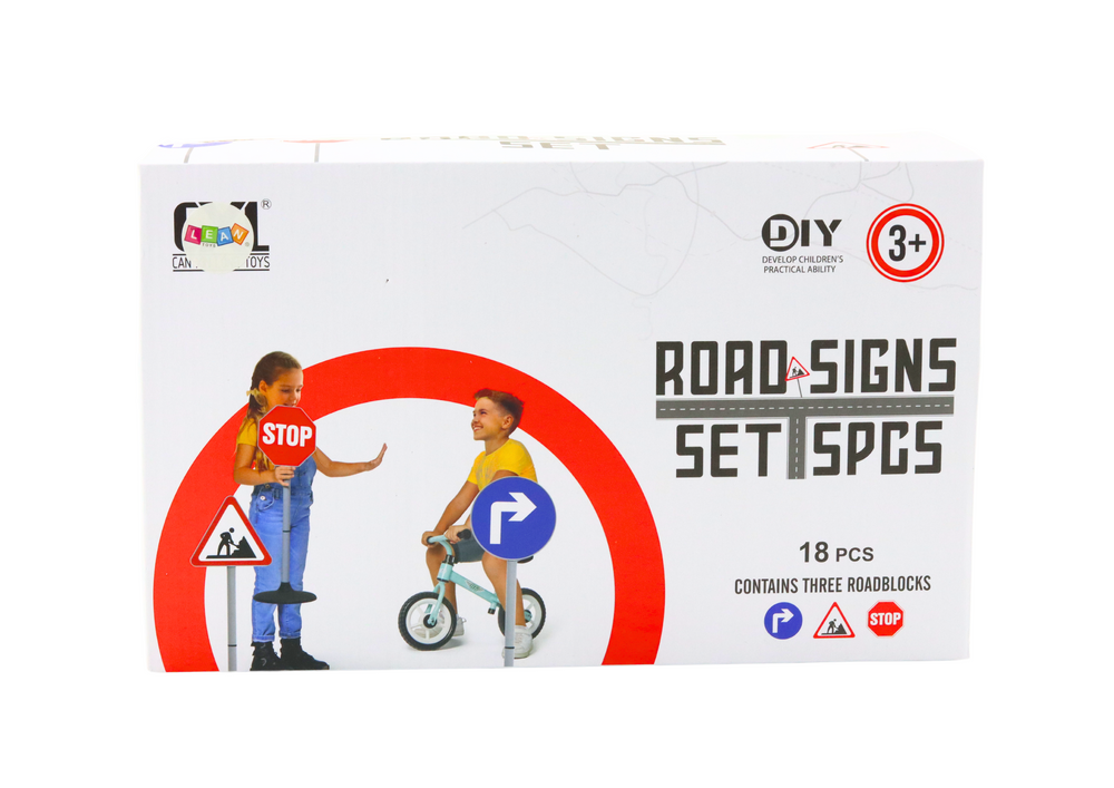 Conjunto educativo sinais de trânsito grandes 3 peças 76 cm