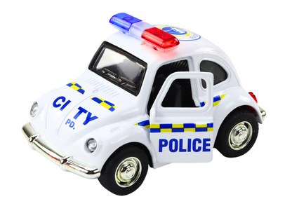Carro polícia clássico 1:38 luzes sons branco