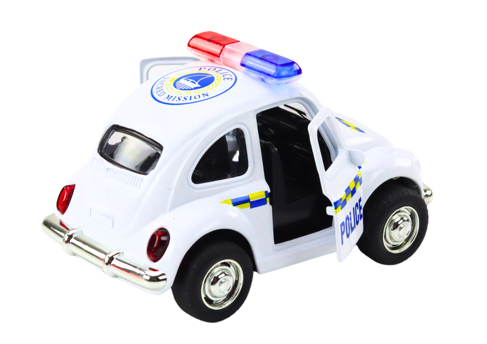 Carro polícia clássico 1:38 luzes sons branco