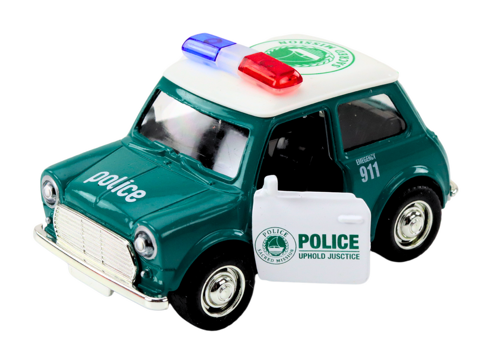 Carro polícia clássico 1:38 luzes sons verde