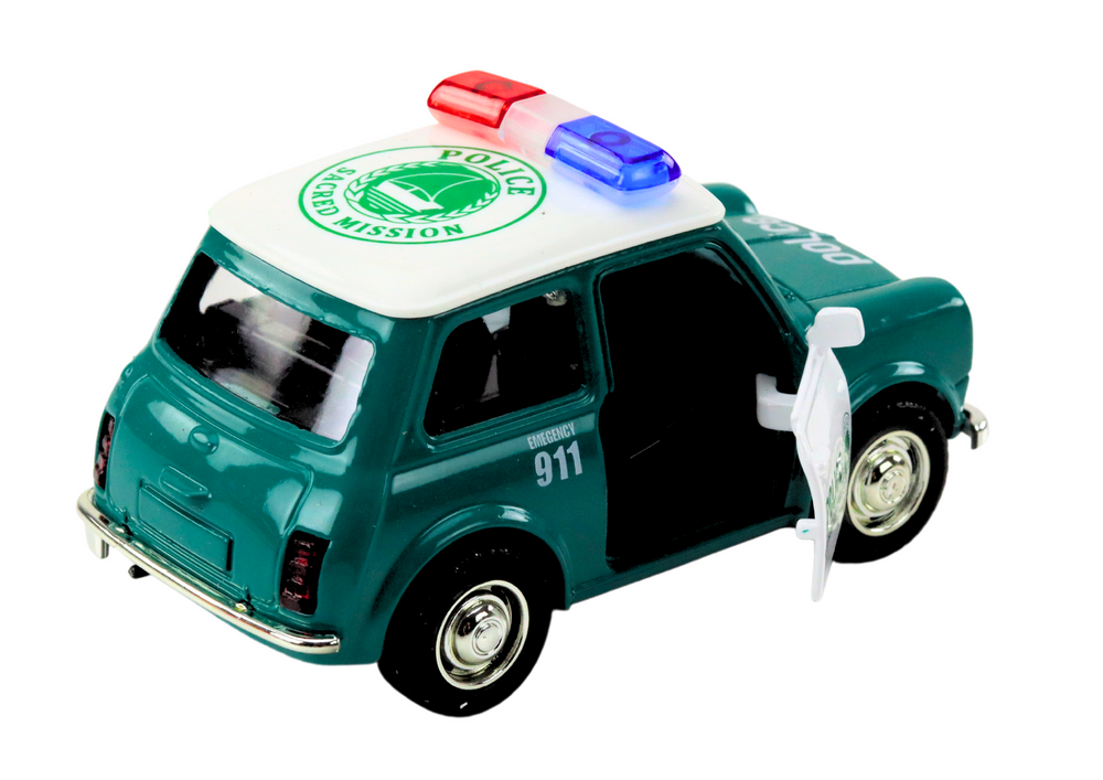 Carro polícia clássico 1:38 luzes sons verde