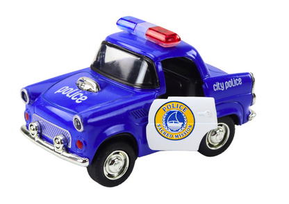 Carro polícia clássico 1:38 luzes sons azul