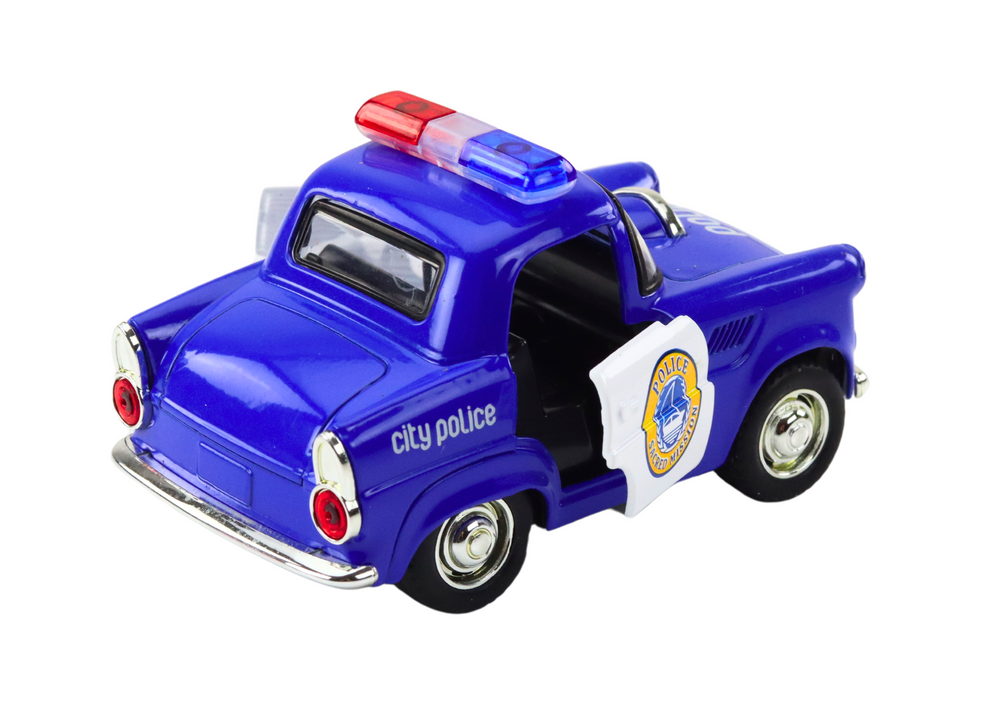 Carro polícia clássico 1:38 luzes sons azul