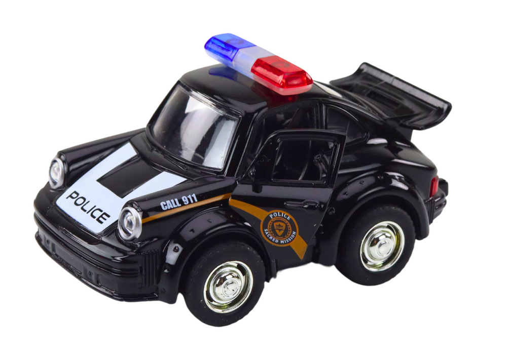 Carro polícia clássico 1:38 luzes sons preto