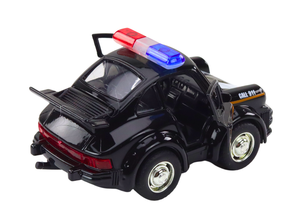 Carro polícia clássico 1:38 luzes sons preto