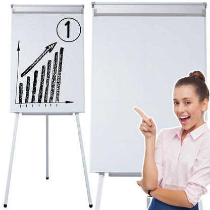 Quadro flipchart magnético com tripé 70x100 cm