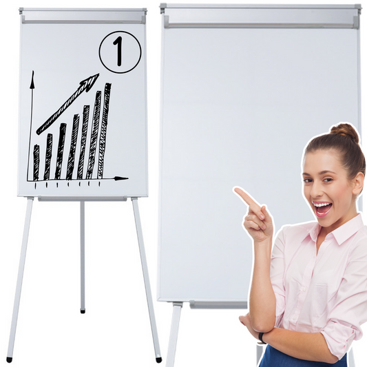 Quadro flipchart magnético com tripé 70x100 cm