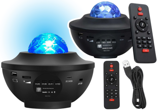 Projetor LED céu estrelado com coluna Bluetooth e comando