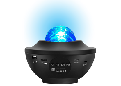 Projetor LED céu estrelado com coluna Bluetooth e comando