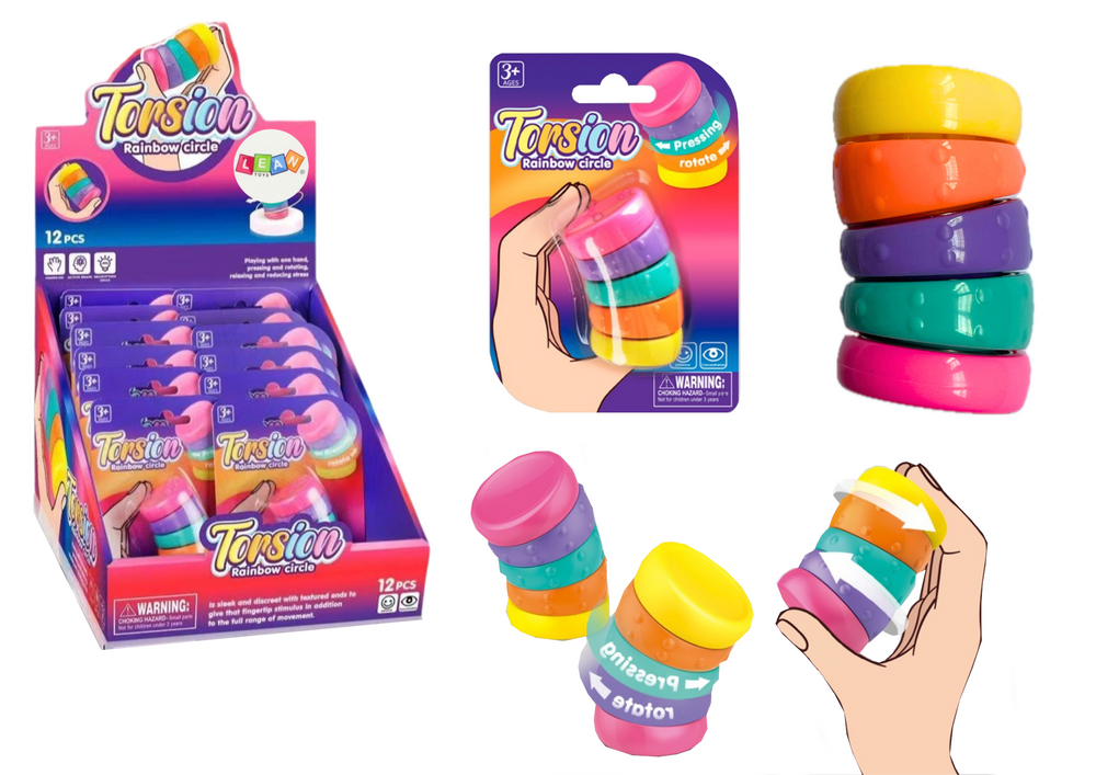Brinquedo anti-stress arco-íris rotativo (1 unidade, sortido)