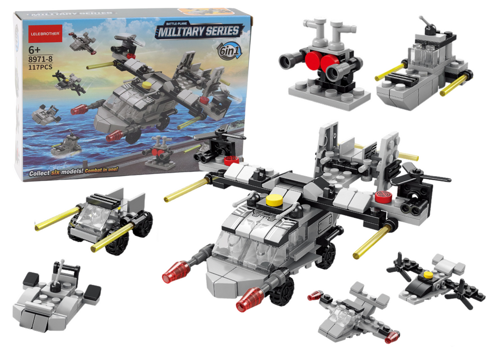 Blocos construção helicóptero 6 em 1