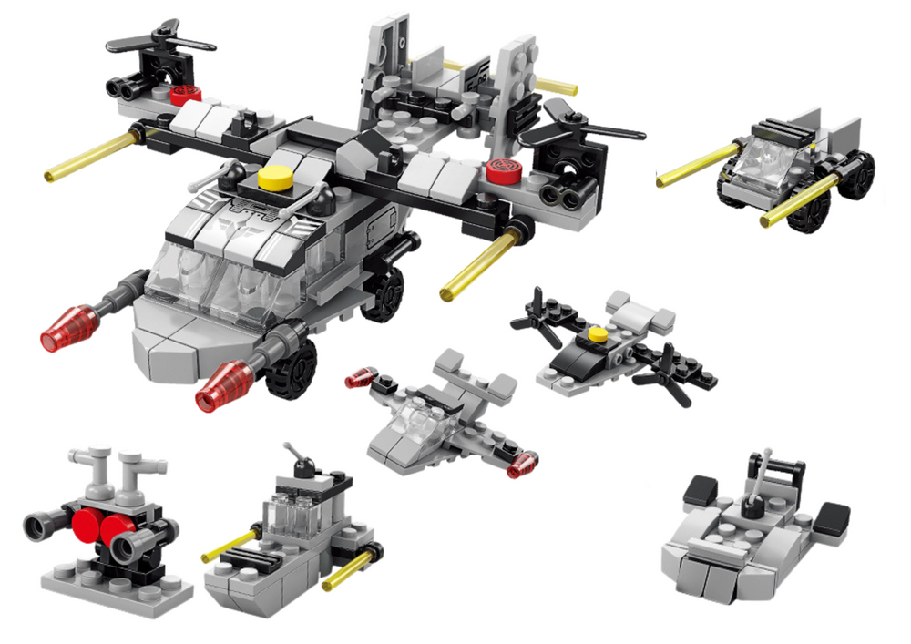 Blocos construção helicóptero 6 em 1