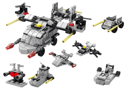 Blocos construção helicóptero 6 em 1