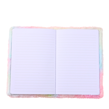 Caderno peluche pautado A5 pinguim colorido