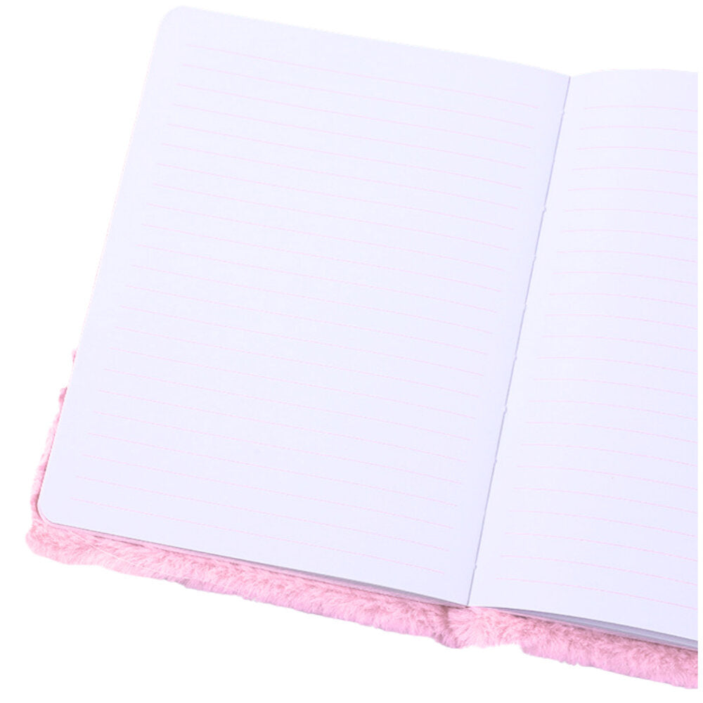 Caderno peluche pautado A5 pinguim colorido