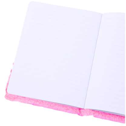 Caderno peluche pautado A5 unicórnio juba colorida