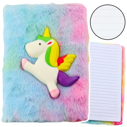 Caderno pautado unicórnio 3D colorido