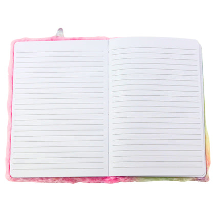 Caderno pautado unicórnio arco-íris rosa