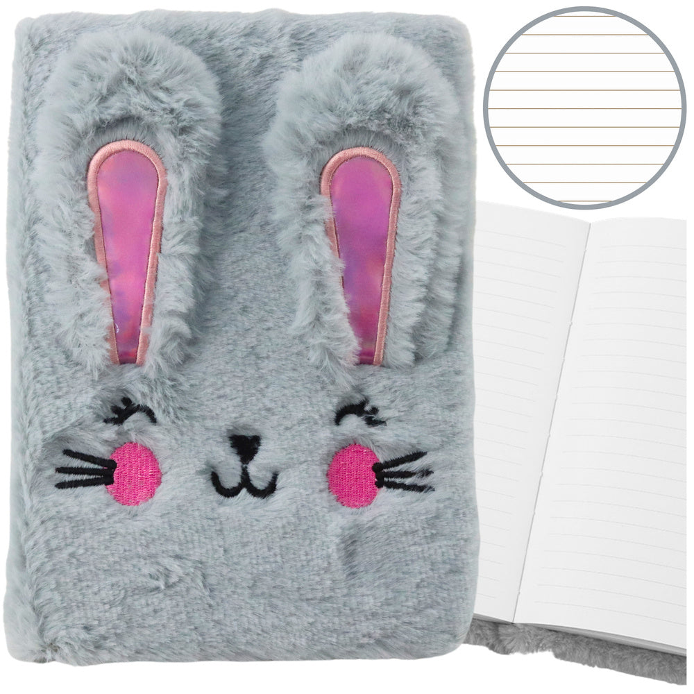 Caderno peluche pautado A5 coelho colorido