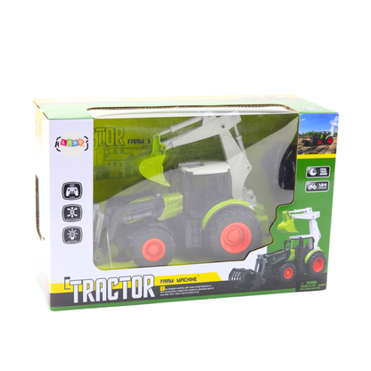Trator agrícola telecomandado 2 em 1 com pá rotativa e escavadora 2.4G