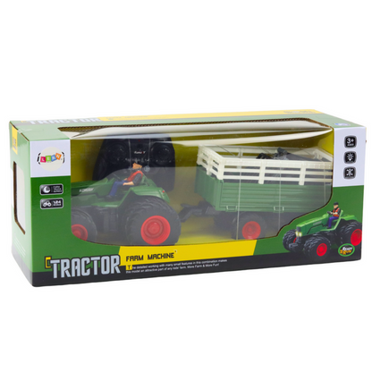 Trator agrícola telecomandado com reboque e forquilhas 2.4G