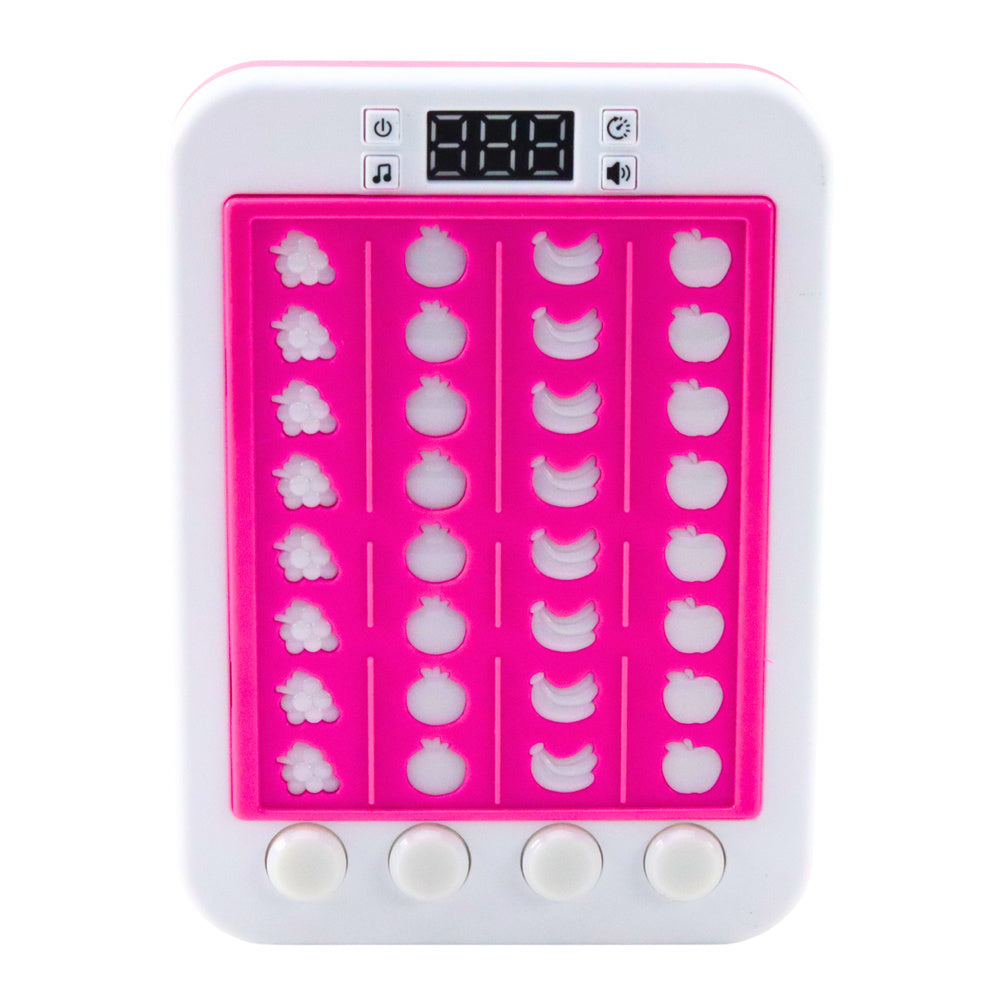 Jogo eletrónico rítmico fruta com luz e som rosa