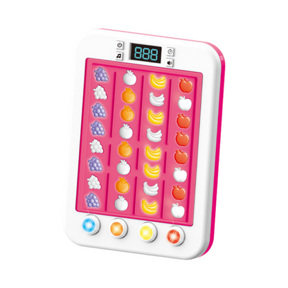 Jogo eletrónico rítmico fruta com luz e som rosa