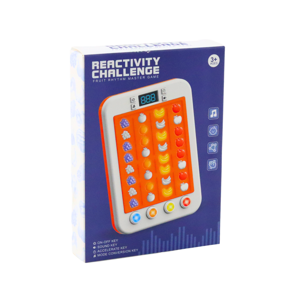 Jogo eletrónico rítmico fruta com luz e som rosa