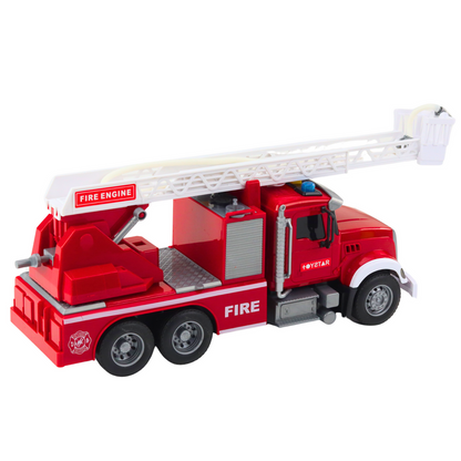 Camião de bombeiros vermelho com escada e água, luz e som 1:14
