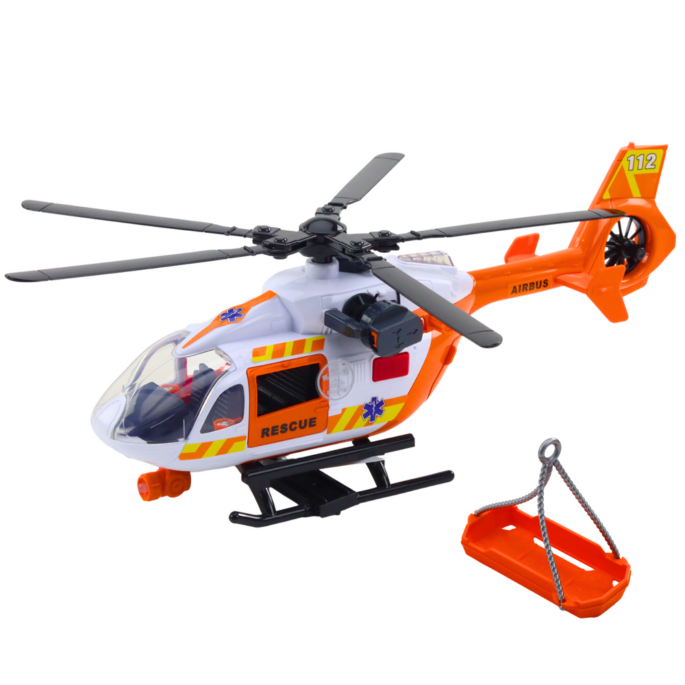 Helicóptero de resgate com gancho, maca, luzes e sons 1:14