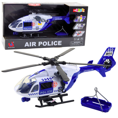 Helicóptero da polícia com gancho, maca, luzes e sons 1:12